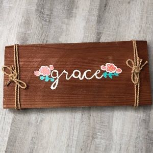 Hand painted wooden Grace home decor sign